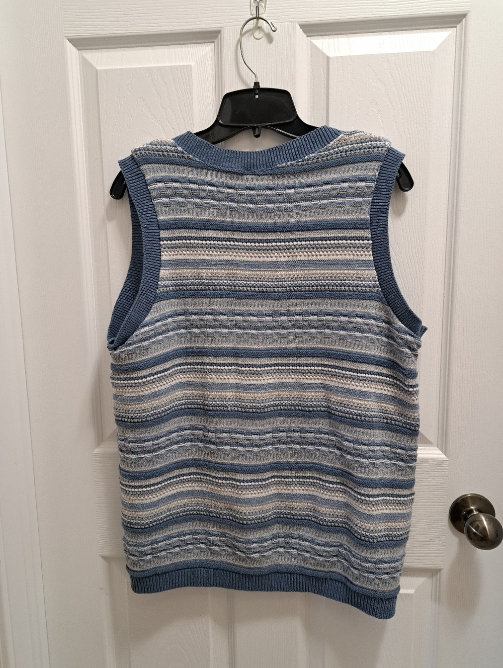 Vintage Northern Reflections Knit Vest Blue Cream Large Cottagecore Grandmacore - Picture 9 of 10